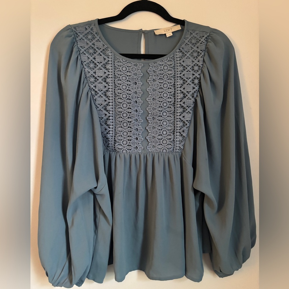 LOFT - Blue Lace Blouse - Size S
